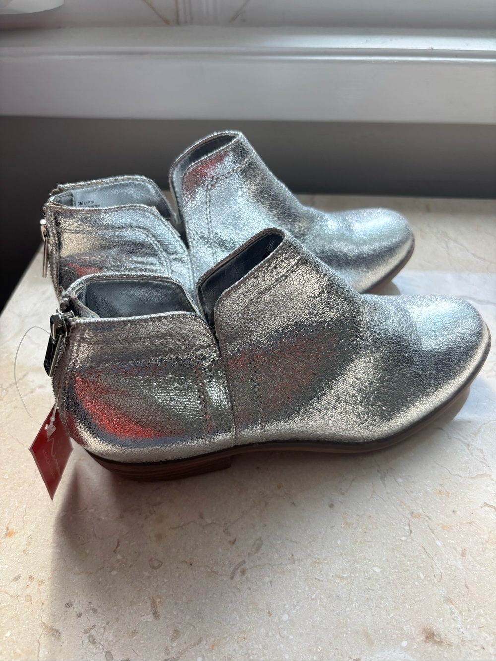 Nina Silver Metallic Ankle Boots